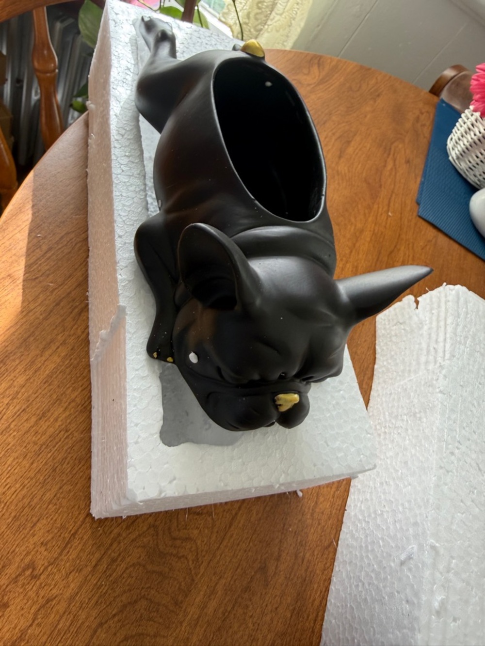 Ceramic Black French Bulldog Planter
